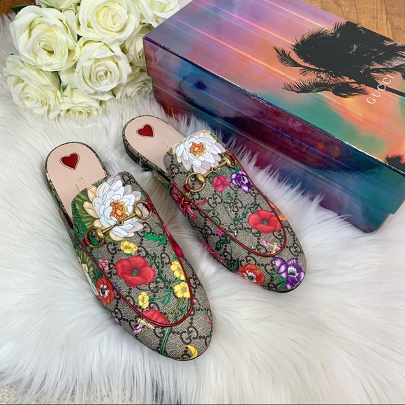 Gucci Shoes - Gucci Princetown Flora Slide Mule Shoes Sz 40